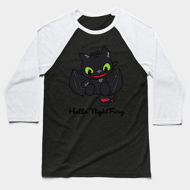 Hello Night Fury Baseball T-Shirt by Roylemontea